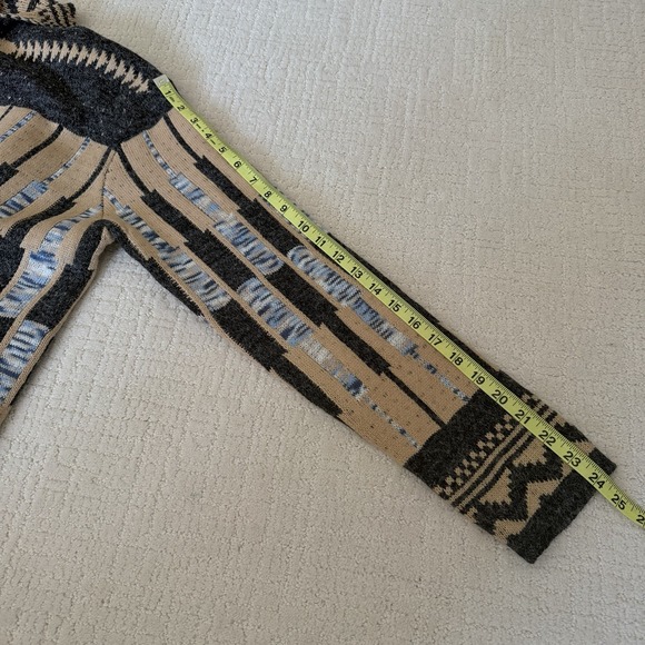 Papa Vancouver Black Tan Blue Southwest Long Open Cardigan Women's L  Aztec New - Picture 6 of 10